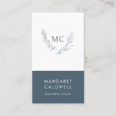 Monogram krans neutraal lei verticaal visitekaartje (Voorkant)