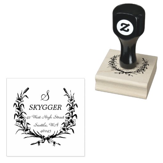 Monogram krans rubberstempel (Gestempeld)
