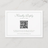 Monogram Krans Sage Groene QR Code Bruiloft RSVP Informatiekaartje (Voorkant)