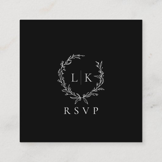 Monogram Krans Trouwen QR Code RSVP Informatiekaartje (Achterkant)