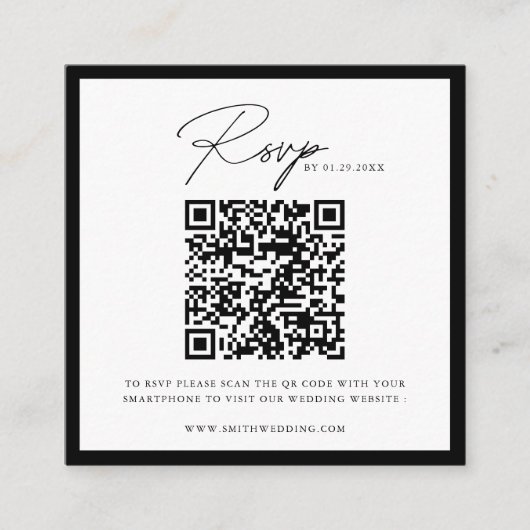 Monogram Krans Trouwen QR Code RSVP Informatiekaartje (Voorkant)