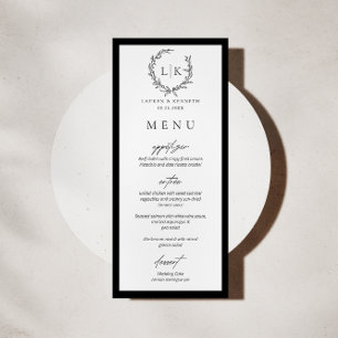 Monogram krans zwart   White Wedding Menu Kaart
