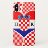 Monogram Kroatische vlag Hekskollage met chequers Case-Mate iPhone Case (Achterkant)