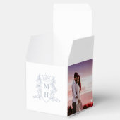 Monogram kroon wit zilver grijs foto bruiloft bedankdoosjes (Geopend)