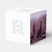 Monogram kroon wit zilver grijs foto bruiloft bedankdoosjes (Achterkant)