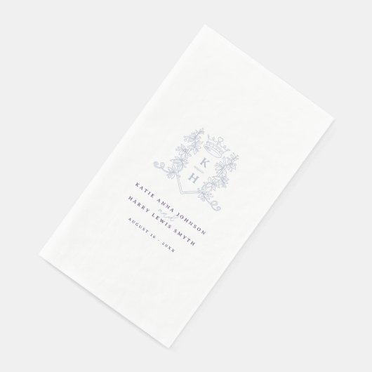 Monogram kroon wit zilver paarse bruiloft servet (Hoek)