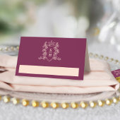 Monogram kroonkam wijn rode perzik bruiloft