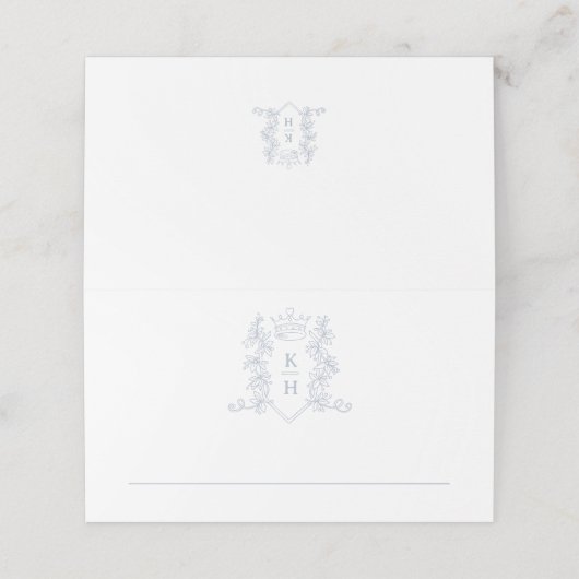 Monogram kroonkam wit zilveren bruiloft (Buitenkant ongevouwen)