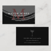 Monogram kunstgeborsteld wijnglas visitekaartje (Voorkant / Achterkant)