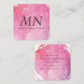Monogram kunstwaterkleur vierkante visitekaartje (Voorkant / Achterkant)