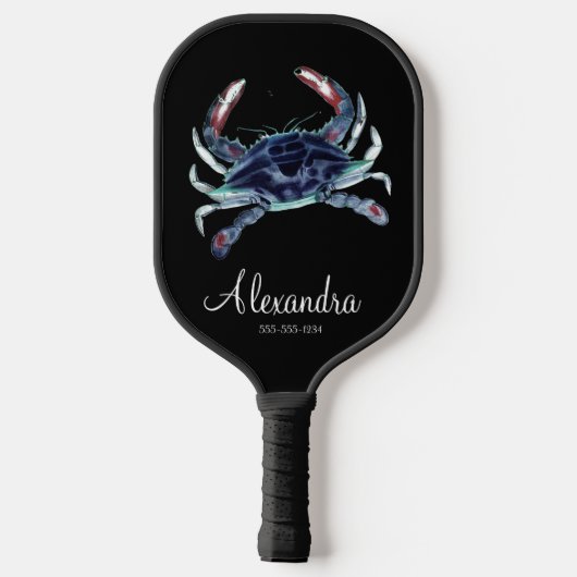 Monogram kustblauwe krab Naam Pickleball Paddle (Achterkant)