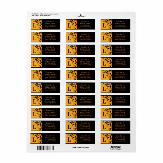 Monogram L Aangepaste Adresetiketten | Halloween Etiket (Full Sheet)