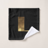 Monogram L Black en Gold Kijk Elegant Typografie Bad Handdoek (Wasdoekje)