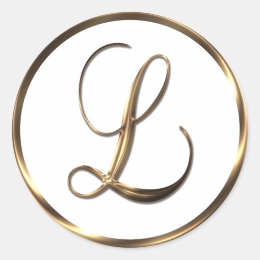 Monogram L Faux Bronze Ronde Sticker (Voorkant)