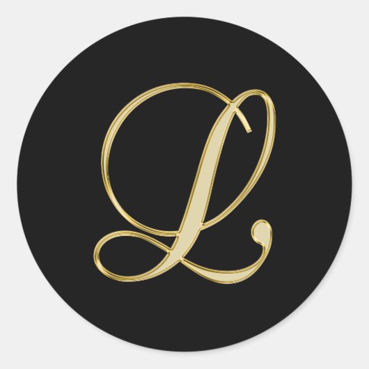 Monogram L gouden schrift Ronde Sticker (Voorkant)