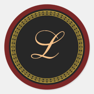 Monogram "L" goudkleurig schrift Ronde Sticker