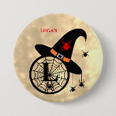 Monogram L Halloween Sky Witch Spiders Naam Button (Voorkant)