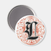 monogram "L" in het rood Magneet (Voorkant / Achterkant)