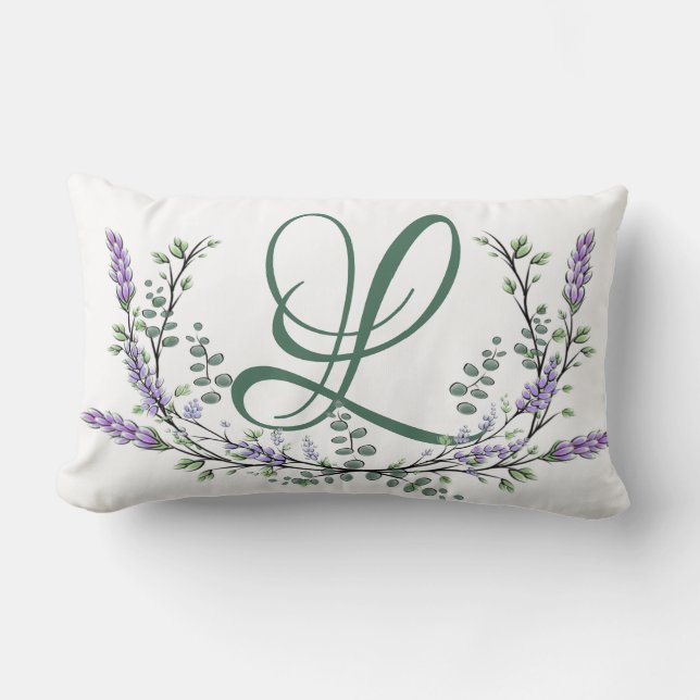 Monogram L Lavender Eucalyptus Kussen (Voorkant)
