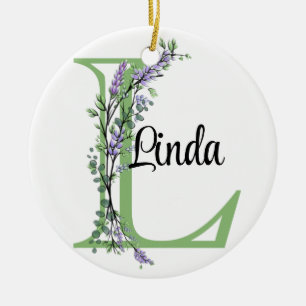 Monogram L lavender Eucalyptus poster Keramisch Ornament