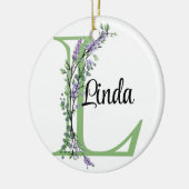 Monogram L lavender Eucalyptus poster Keramisch Ornament (Links)