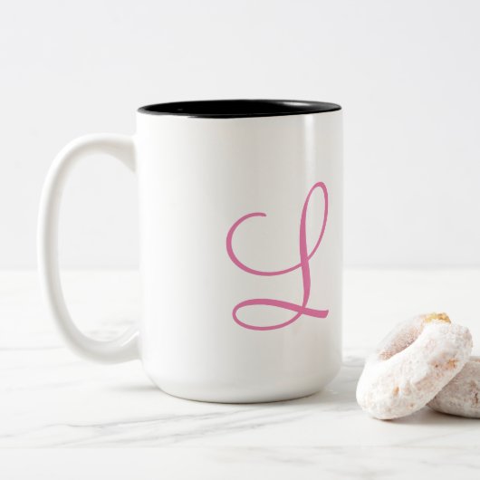 Monogram-L Tweekleurige Koffiemok (Met donut)