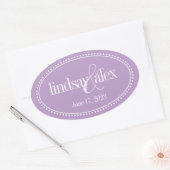 Monogram Label, Lavendel, Caroline Wedding Ovale Sticker (Envelop)
