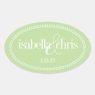 Monogram Label, Mint, Caroline Wedding Ovale Sticker