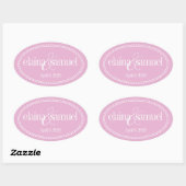 Monogram Label, Roze, Caroline bruiloft Ovale Sticker (Vel)
