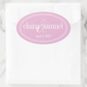 Monogram Label, Roze, Caroline bruiloft Ovale Sticker (Tas)