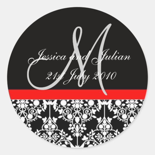 Monogram Labels - Damask Trellis - Black/Red (Voorkant)