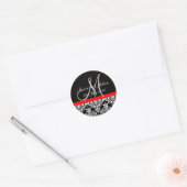 Monogram Labels - Damask Trellis - Black/Red (Envelop)