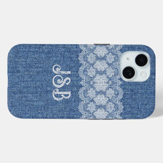 Monogram Lace Denim iPhone / coque ipad (Verso (horizontal))
