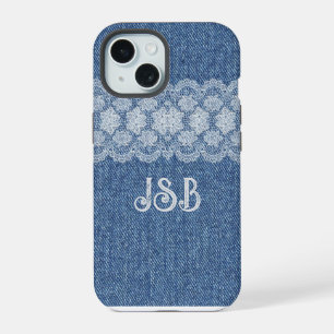 Monogram Lace Denim iPhone / coque ipad