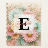 Monogram lace floral pink white blue daisies (Devant)