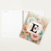 Monogram lace floral pink white blue daisies planner (Display)