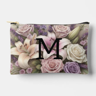 Monogram lace floral purple roses lavender lilies  etui