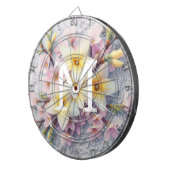 Monogram lace pink and yellow Spring flowers  Dartbord (Voorkant Rechts)