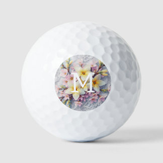 Monogram lace pink and yellow Spring flowers  Golfballen
