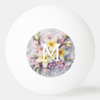 Monogram lace pink and yellow Spring flowers  Pingpongballen