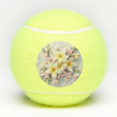 Monogram lace pink and yellow Spring flowers  Tennisballen (Achterkant)