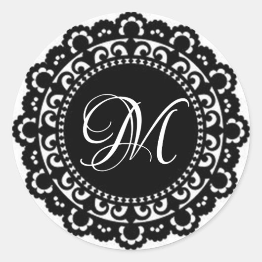 Monogram Lace Ronde Sticker (Voorkant)