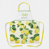 Monogram landcitroenen waterverf strepen schort (Voorkant)