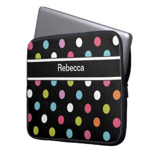 Monogram Laptop Hoesje Polka Dots Sleeve