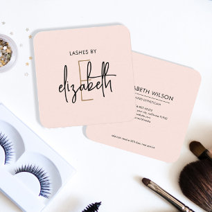 Monogram Lashes Esthetician Beauty Blush Pink Vierkante Visitekaartje