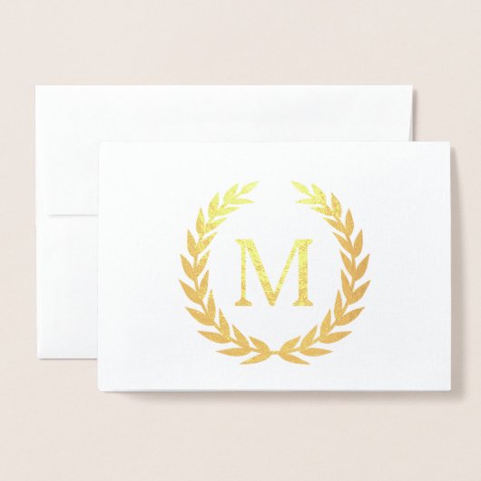 Monogram Laurel Folie Kaarten (Voorkant met envelop)