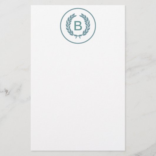 Monogram Laurel Leaf Wreath Briefpapier (Voorkant)