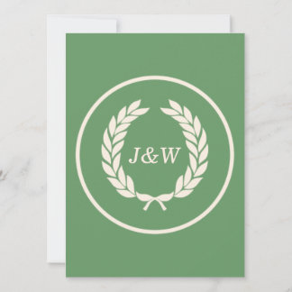 Monogram Laurel Leaf Wreath Kaart