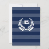 Monogram Laurel Masculine Blue Afstuderen Kaart (Achterkant)