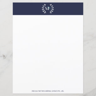Monogram Lauwerkrans Navy Blauwe Papier